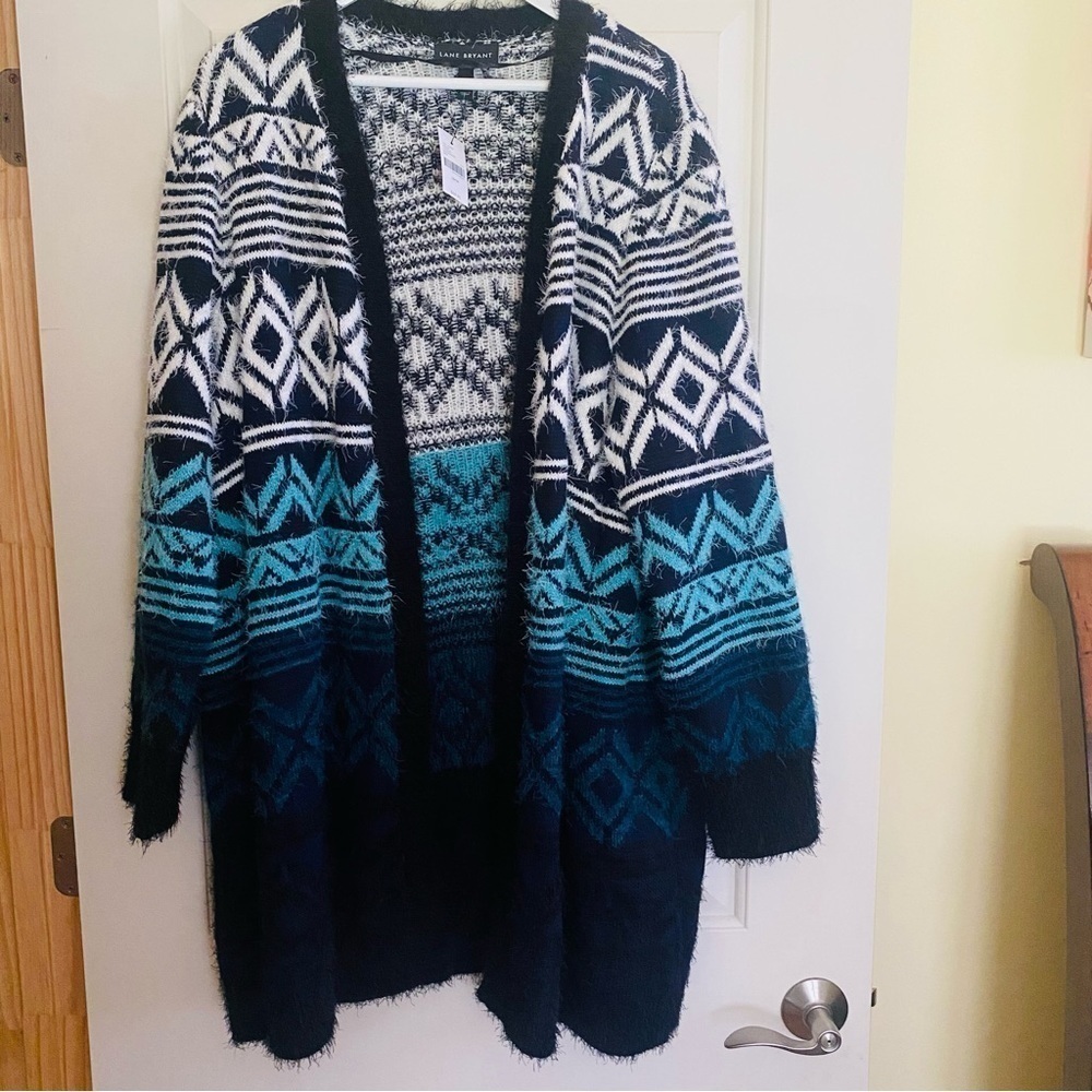 NWT Lane Bryant Cozycore Long Line Open Front Knit Eyelash Cardigan 26/28